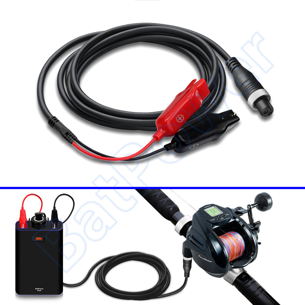 Electric Reel Power Cable for Daiwa Seaborg & Shimano Fishing Reels - 6.6FT & 18FT Variants
