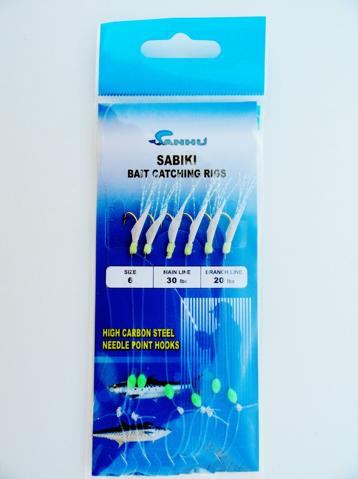 Sabiki Bait Rig with 6 Hooks for Offshore Fishing - Multiple Sizes & Pack Options