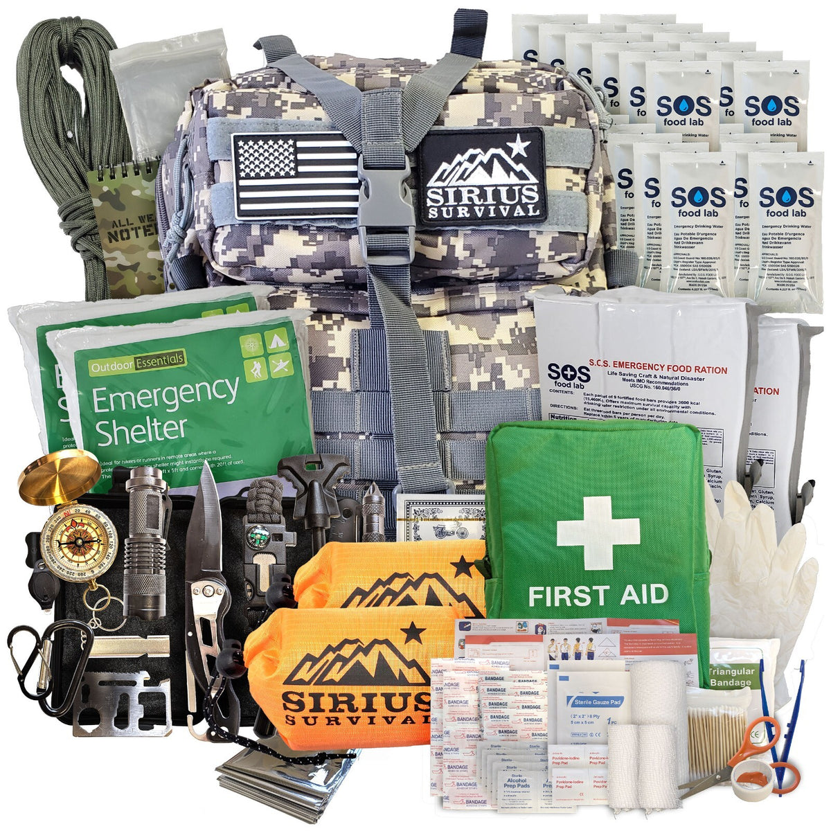 Emergency Survival Bug Out Bag Kit for 1-2 People with Backpack
