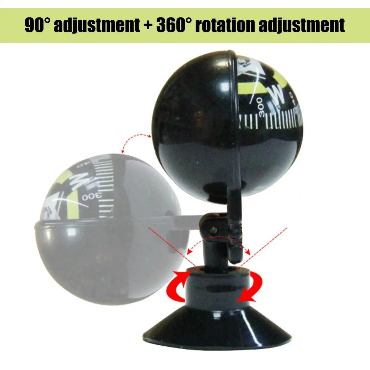 Car Dashboard Compass with Adjustable Ball Mount for Navigation and Outdoor Activities