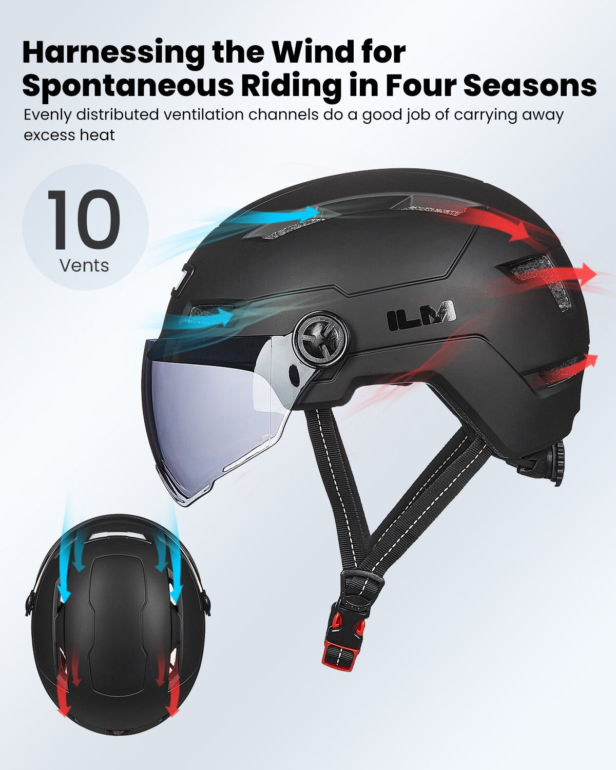 Bike Cycling Helmet with USB Rechargeable LED Lights for Men Women