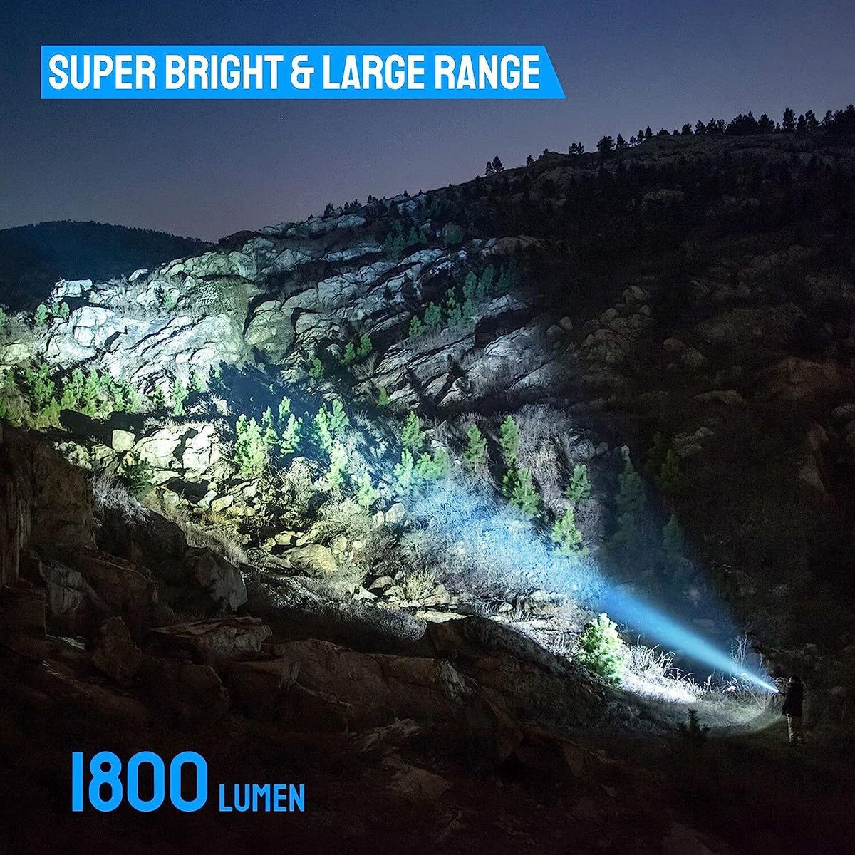 Rechargeable Tactical LED Flashlight Waterproof 1800 Lumens
