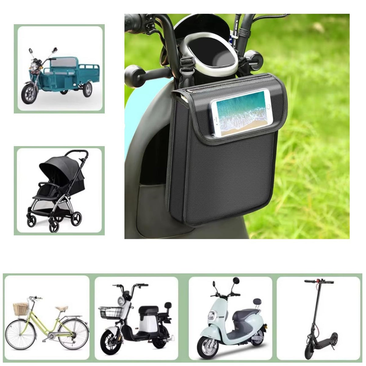 Large Capacity Waterproof Handlebar Bag for Electric Scooter & Bike