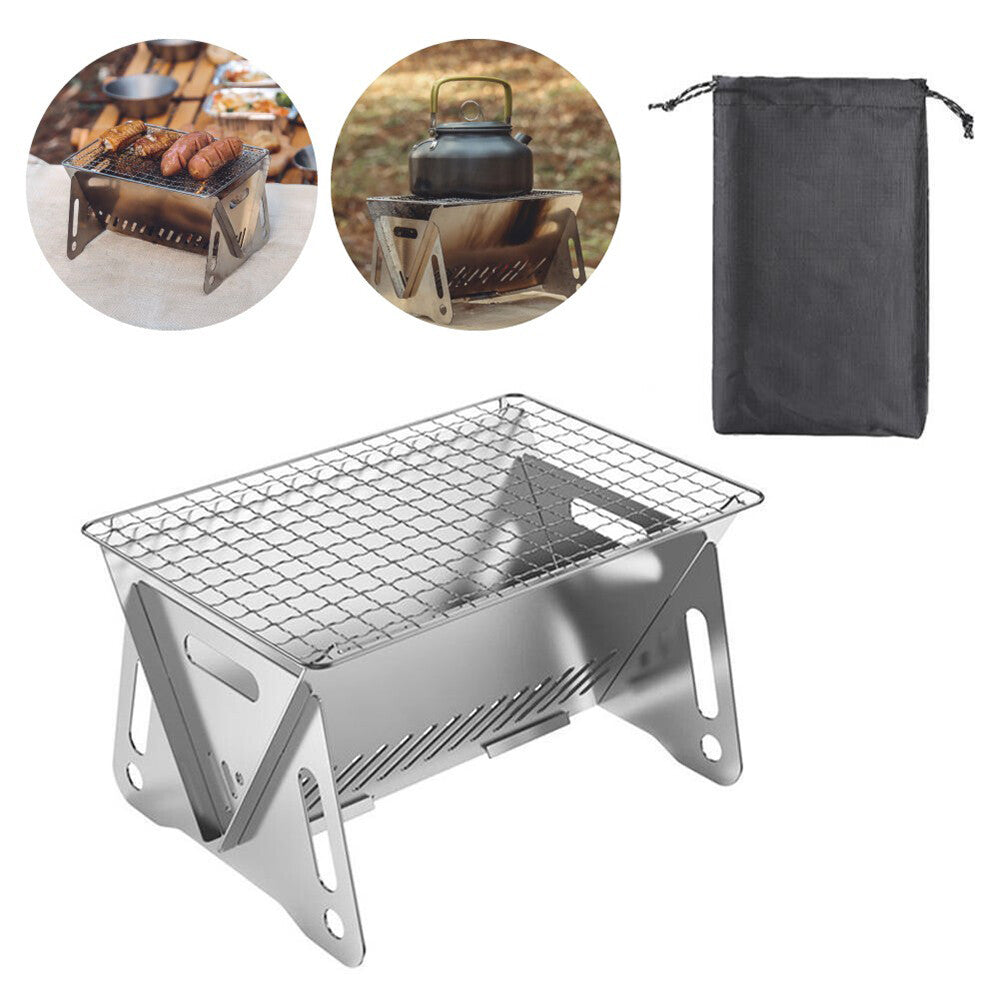 Portable Stainless Steel Camping Grill Foldable BBQ Stove for Outdoor Cooking