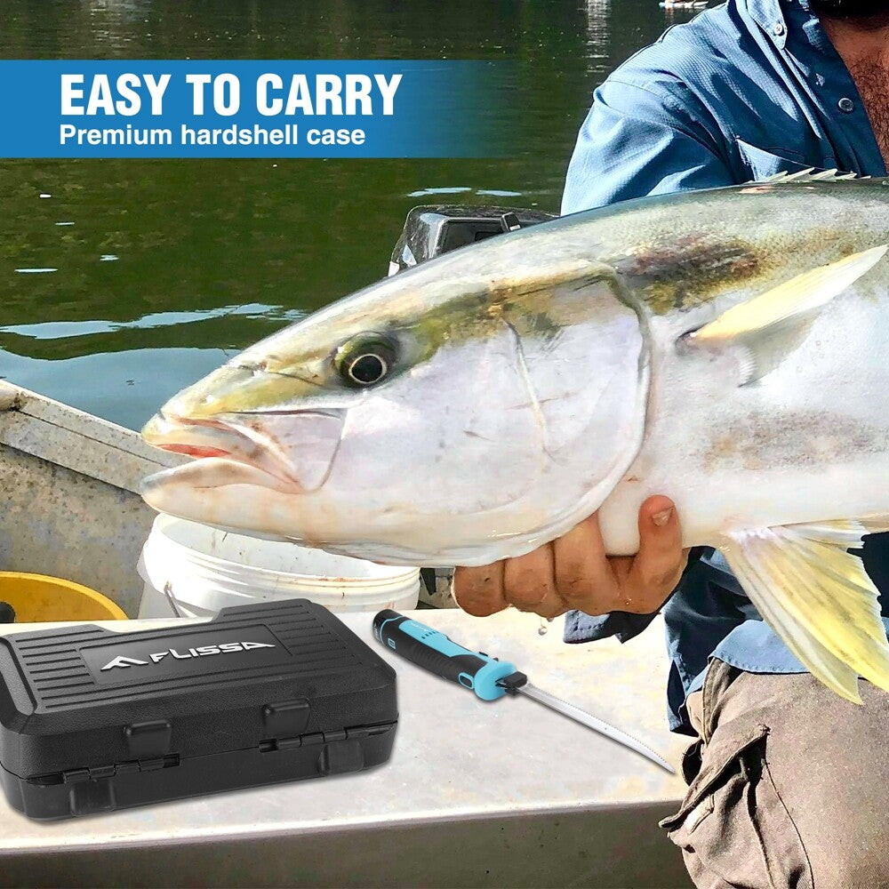Cordless Electric Fish Fillet Knife with 8/10-Inch Stainless Steel Blades & Case