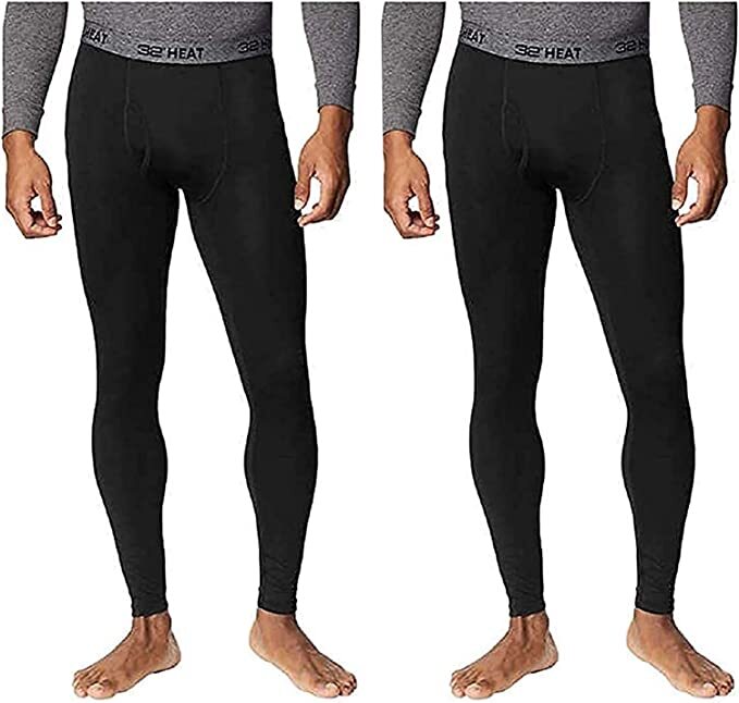 Men's Heated Pants 2-Pack Lightweight Thermal Base Layer