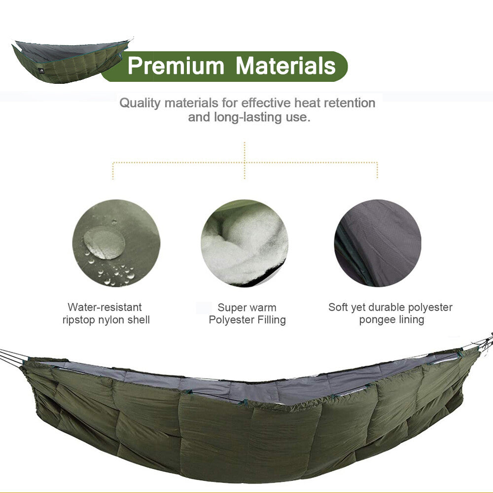 Double Hammock Underquilt Warm Outdoor Thermal Blanket for Camping & Hiking