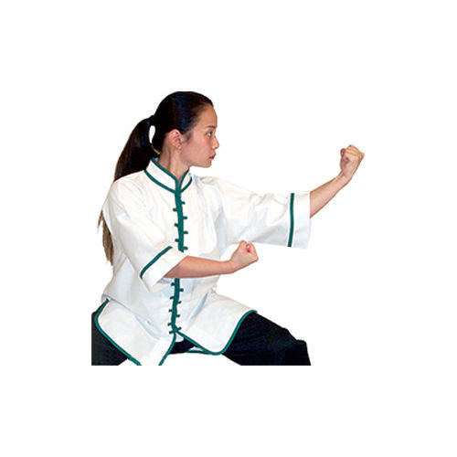 Kung Fu Uniform Top Shirt for Youth and Adults with Green, Red, or Black Trim