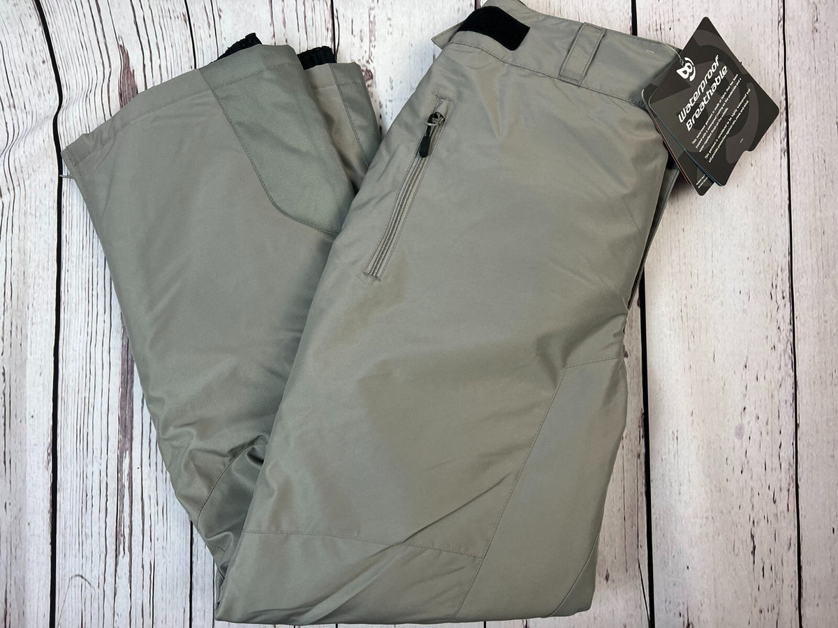 Men's Ski Pants Waterproof Snow Pants Winter Outerwear Grey Large
