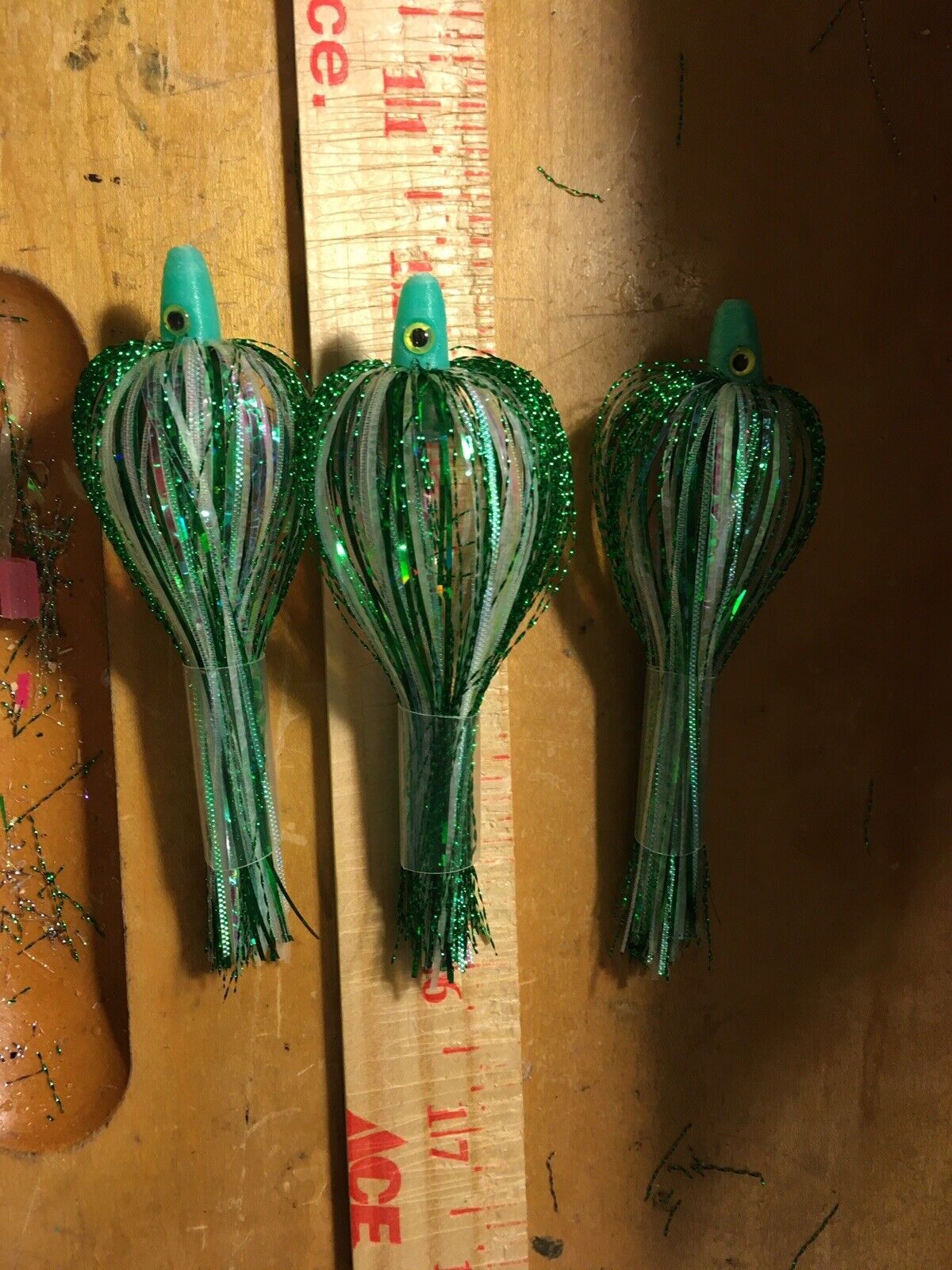 Salmon Trolling Flies Flash Bulb Series Pack of 3 - Green Glow, Unrigged, 4 Inches