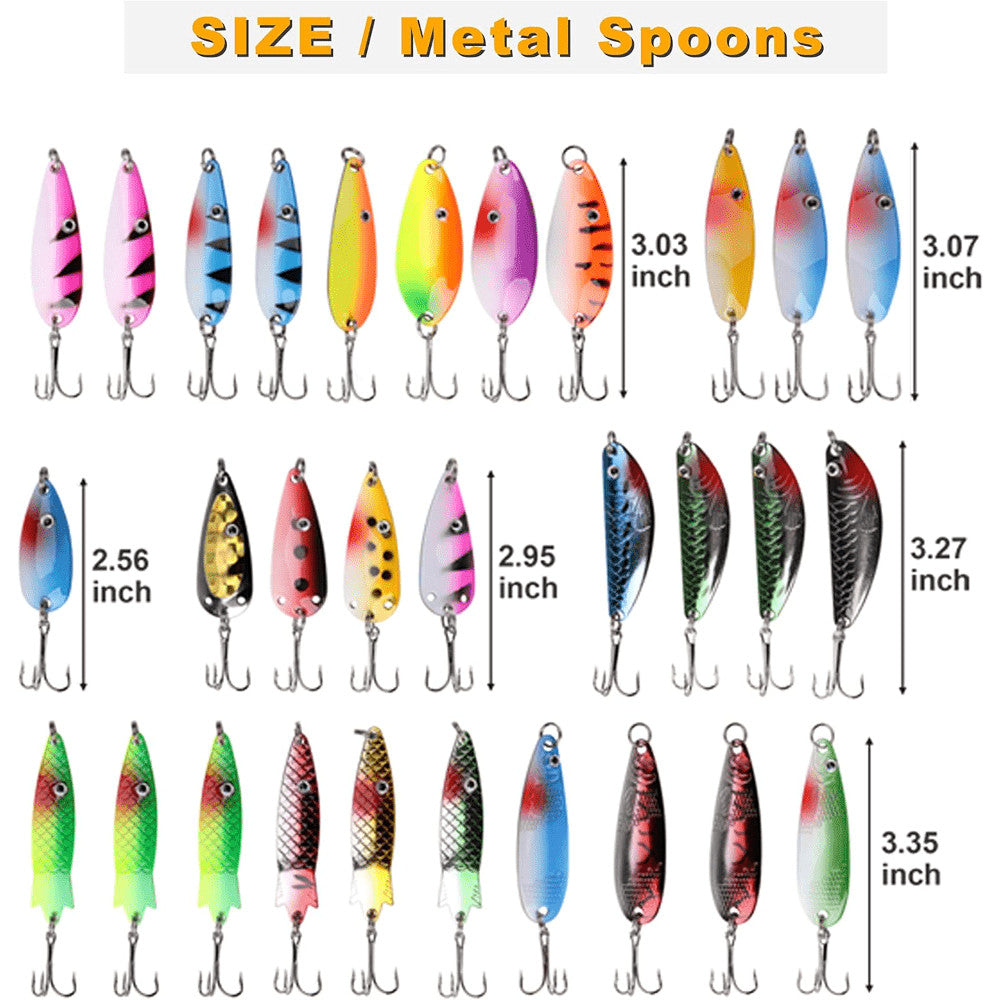 30pcs Metal Fishing Spoon Lures Cast Baits for Trout & Trolling