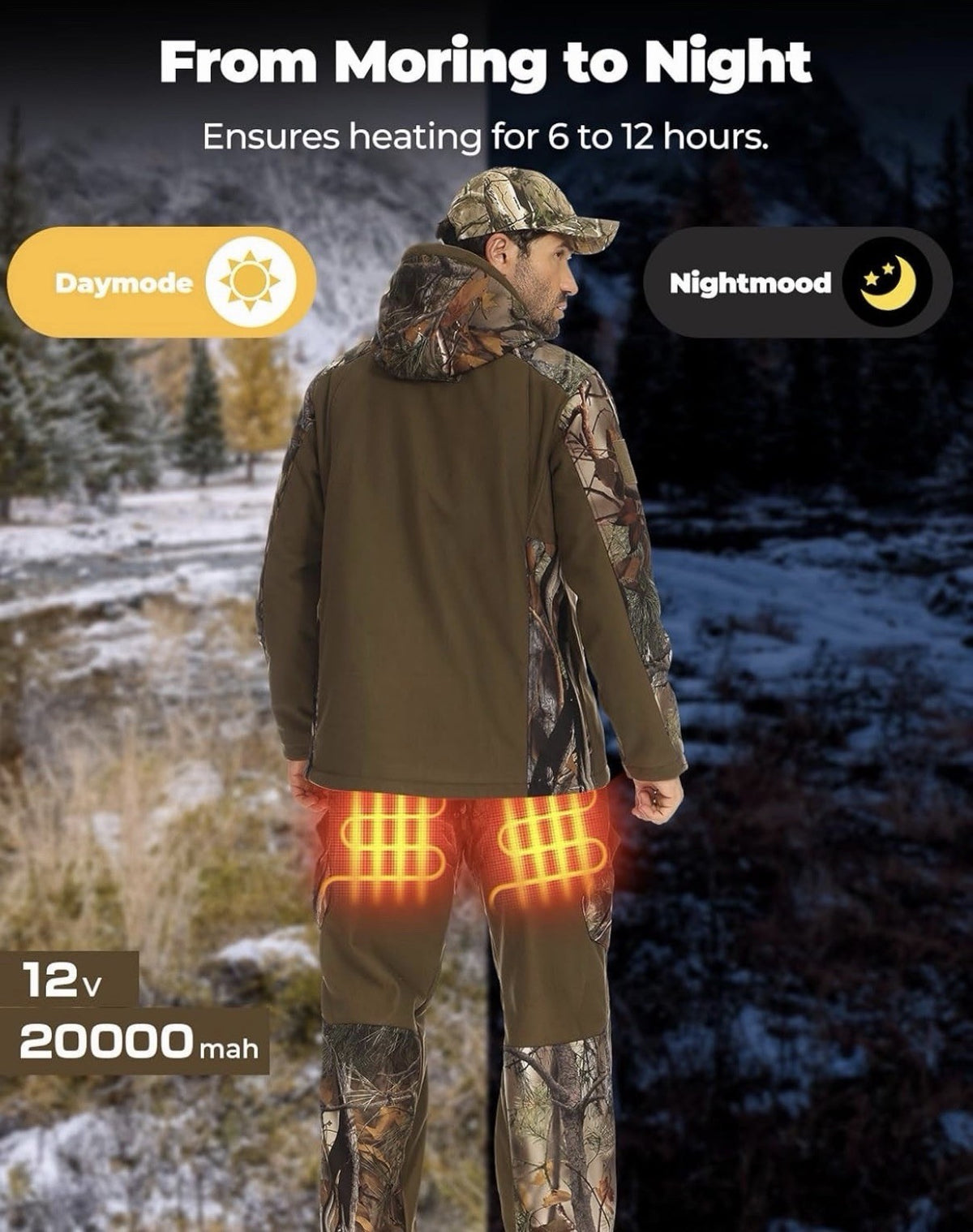 Kemimoto XL Heated Camo Pants for Men Winter Hunting & Outdoor Activity