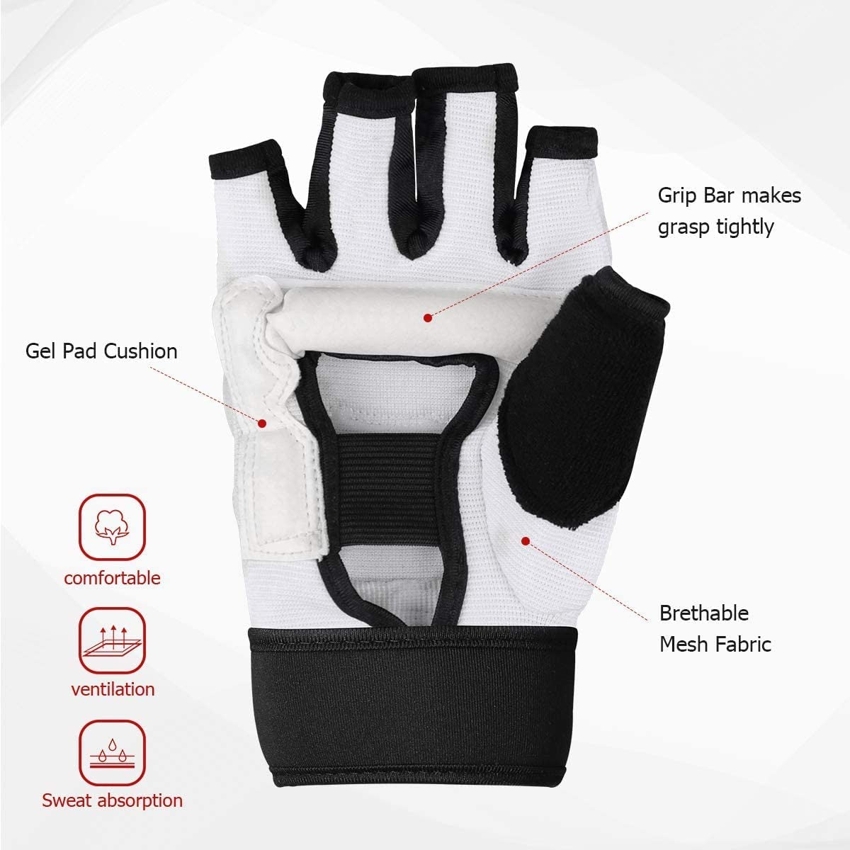 Martial Arts Training Gloves for Sparring and Grappling - Breathable PU Material