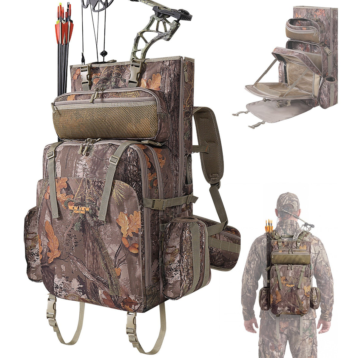 Hunting Backpack with Bow Holder and Quiver | Large Capacity Camo Hunting Bag