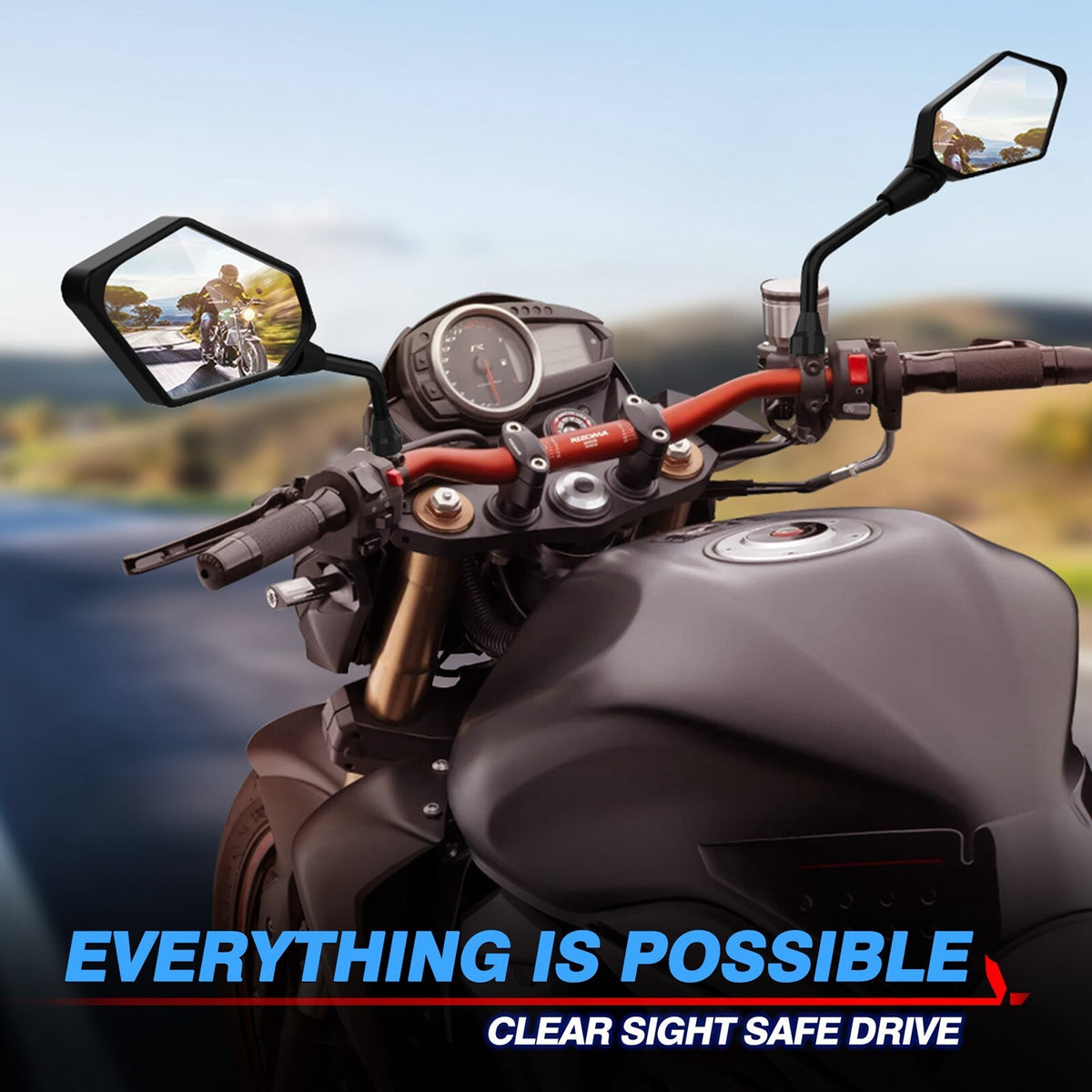 Universal 7/8" Handlebar End Rearview Mirror for Motorcycle Side View
