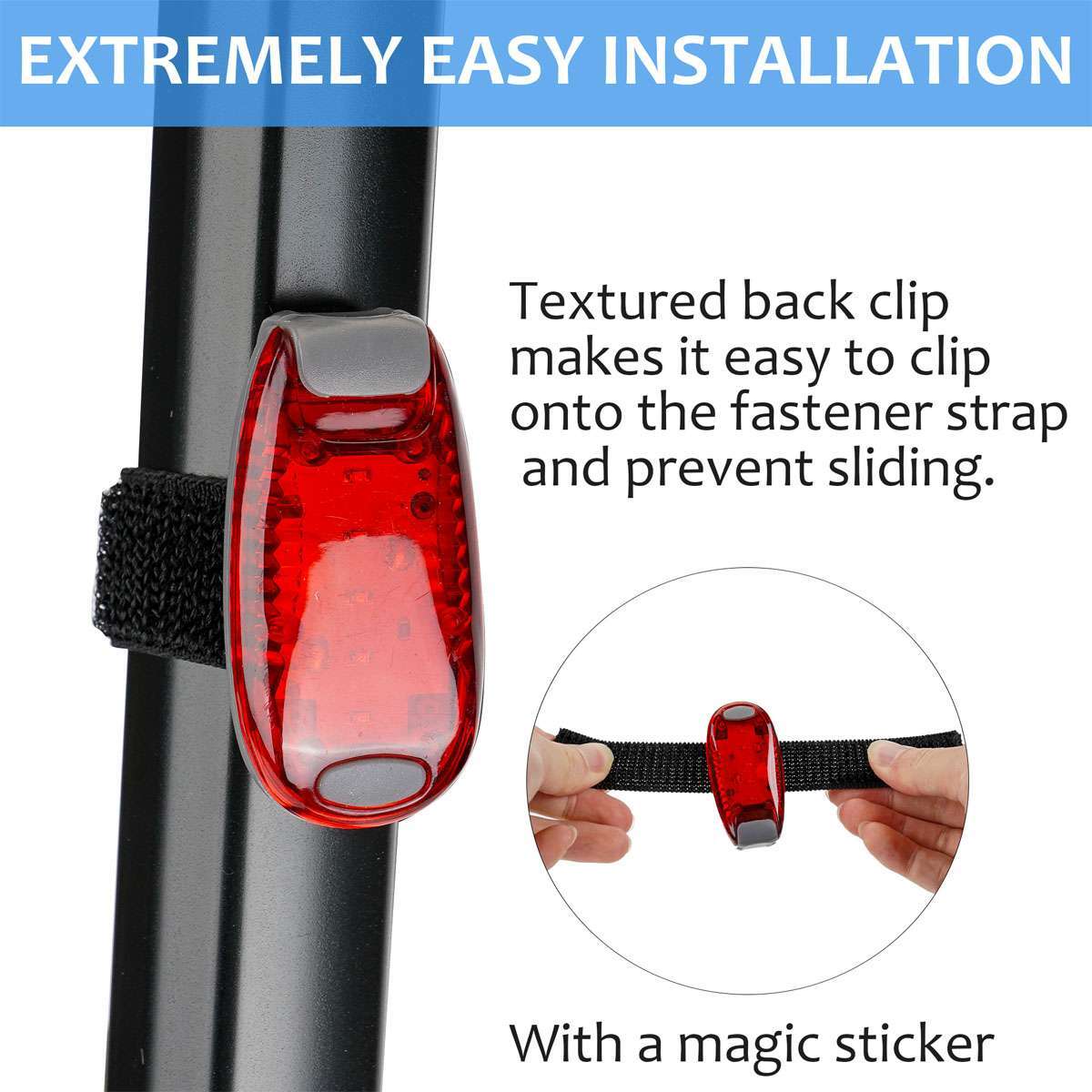 2-Pack LED Safety Clip-On Bicycle Tail Lights - Night Warning Strobe Lamp