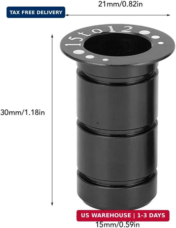 Bike Thru Axle Adapter 15mm to 12mm Aluminum Conversion Kit for Mountain & Road Bikes