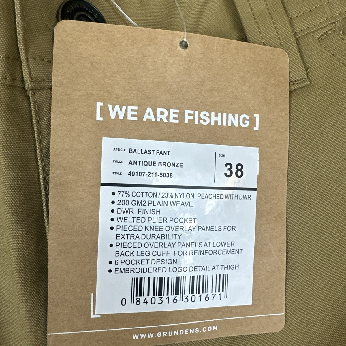 Grundens Fish & Tackle Fishing Pants Men’s 38x32 Marine Workwear Antique Bronze