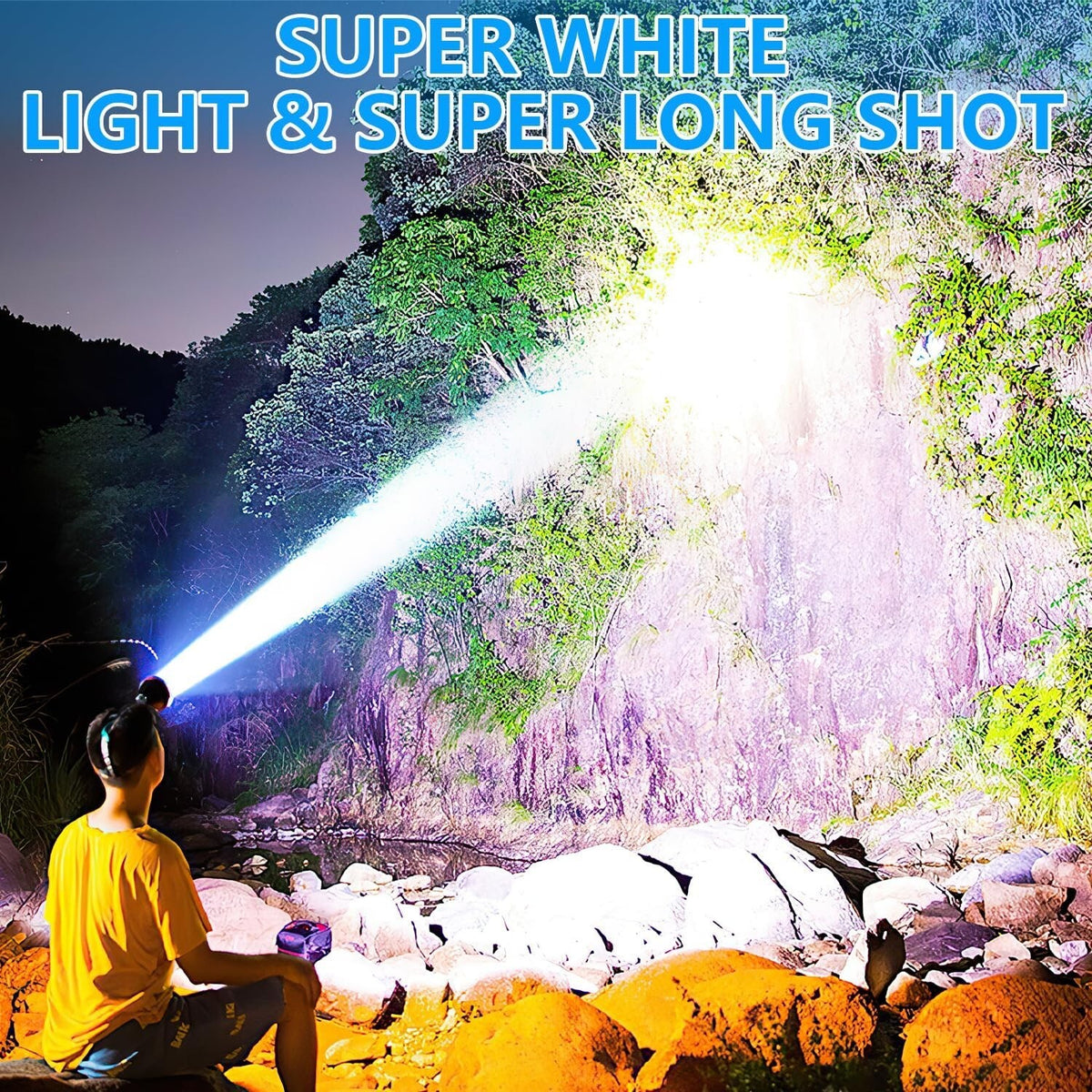 90000 Lumen Rechargeable Headlamp with 40 LED Long-Range Light