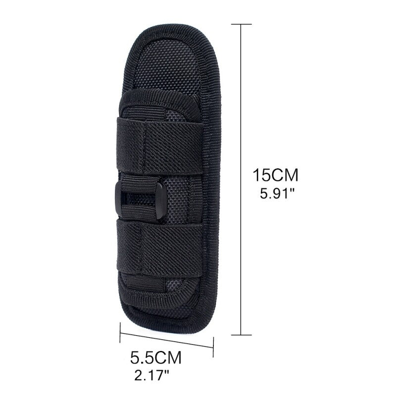 Tactical Flashlight Holster with 360° Rotatable Clip Belt Pouch for Outdoor Use