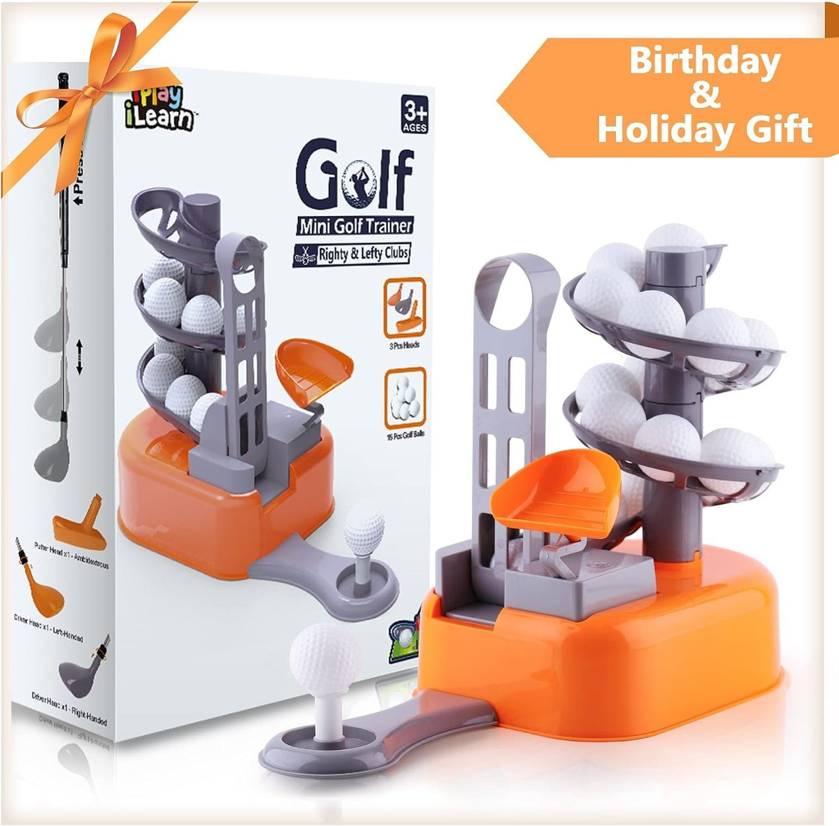 Toddler Golf Set with Ball-to-Tee Trainer and Golf Clubs - Fun Outdoor Play for Kids 3-8