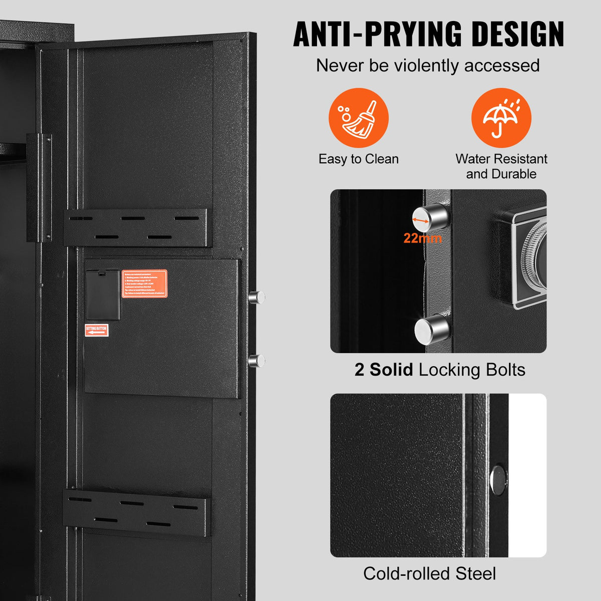 Secure Rifle Storage Cabinet with Digital Lock for 6-8 Firearms