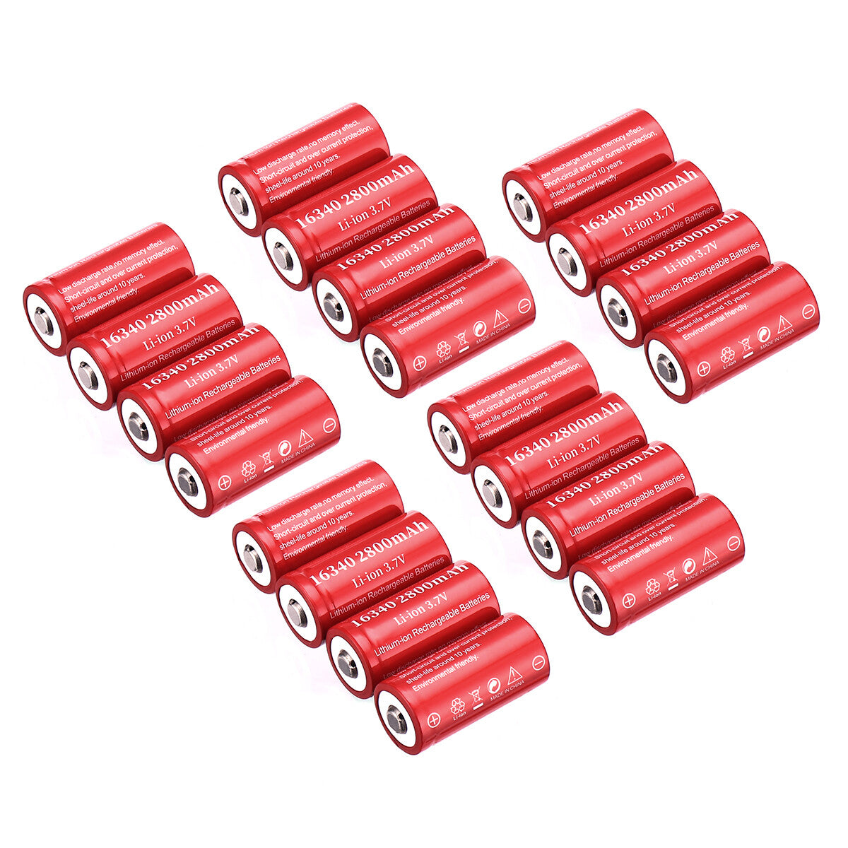 Rechargeable Lithium Battery Set 3.7V 2800mAh for Flashlights & Devices