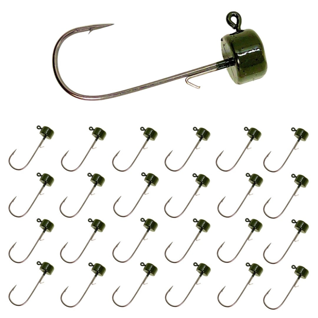 Lead Mushroom Jig Heads for Bass Fishing - 25 Pack Finesse Ned Rigs