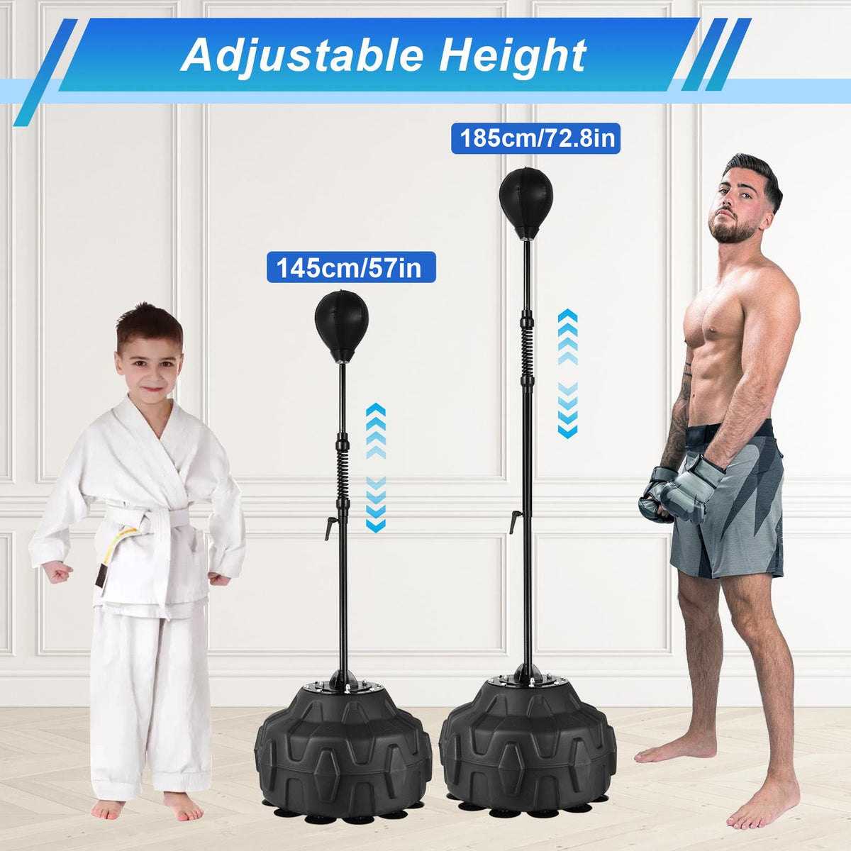 Freestanding Reflex Punching Bag with Adjustable Height - Boxing & Martial Arts Training Equipment