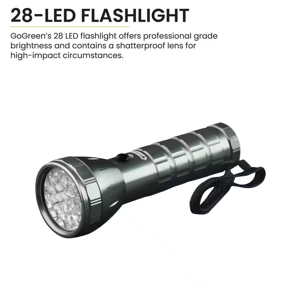 LED Flashlight 28 LED Portable Emergency Camping Light Silver
