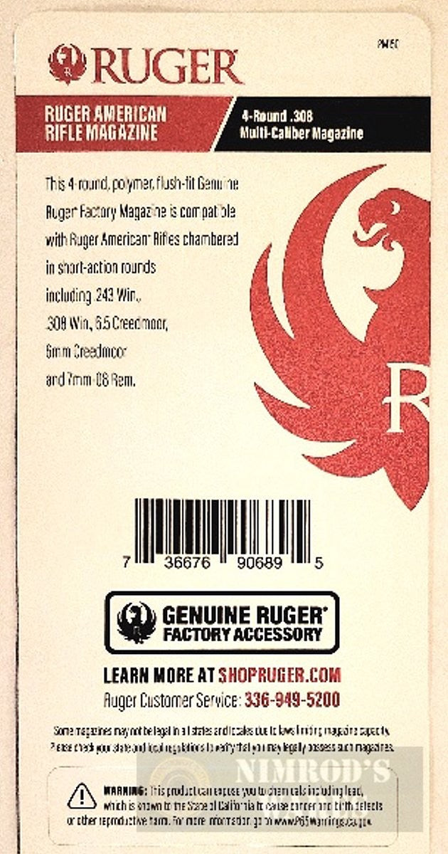 Ruger American Rifle Magazine .308/.243 Multi-Caliber 4-Round, Fast Ship