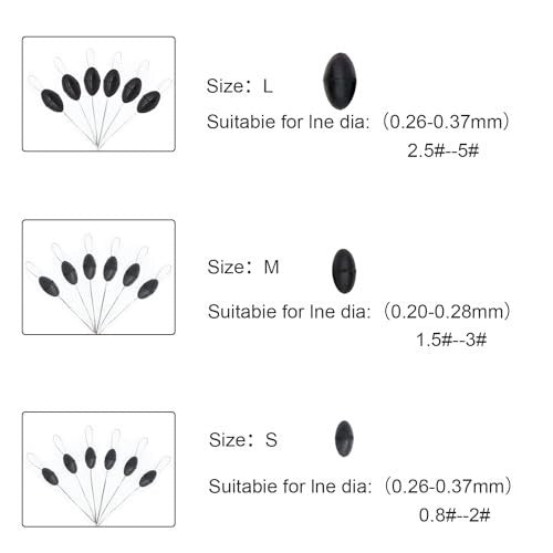 720pcs Fishing Rubber Bobber Stops Set - Black Oval Floats for Float & Bottom Fishing