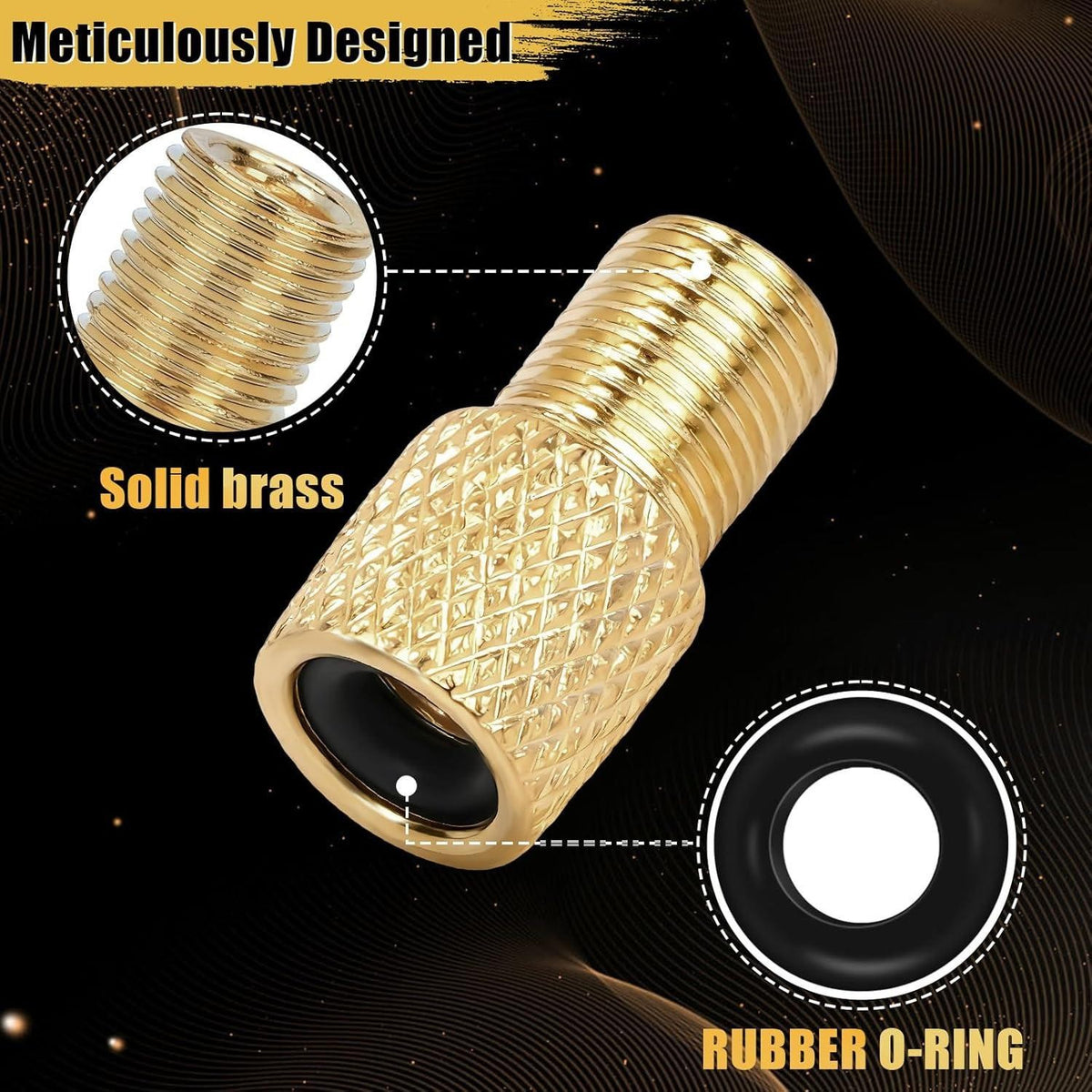 4 Pack Brass Presta to Schrader Valve Adapters for Bikes & E-Bikes