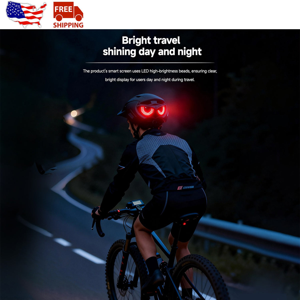 LED Helmet Display with Bluetooth Control - Motorcycle & Cycling Safety Light