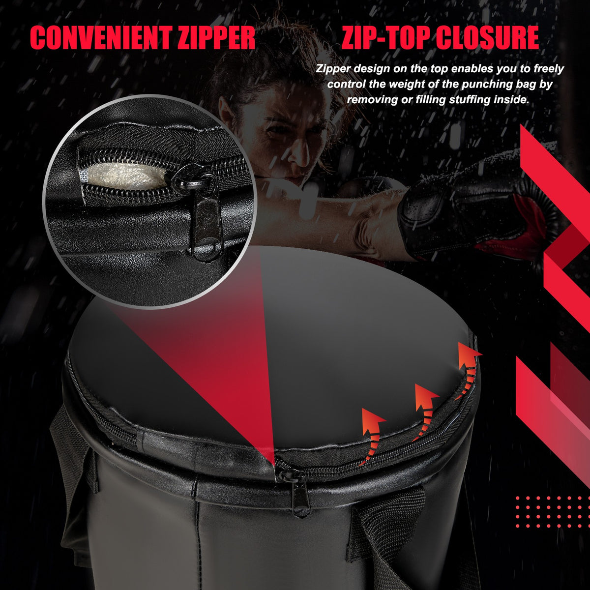 63 lb Punching Bag Set with Gloves and Hand Wraps for MMA Boxing Training