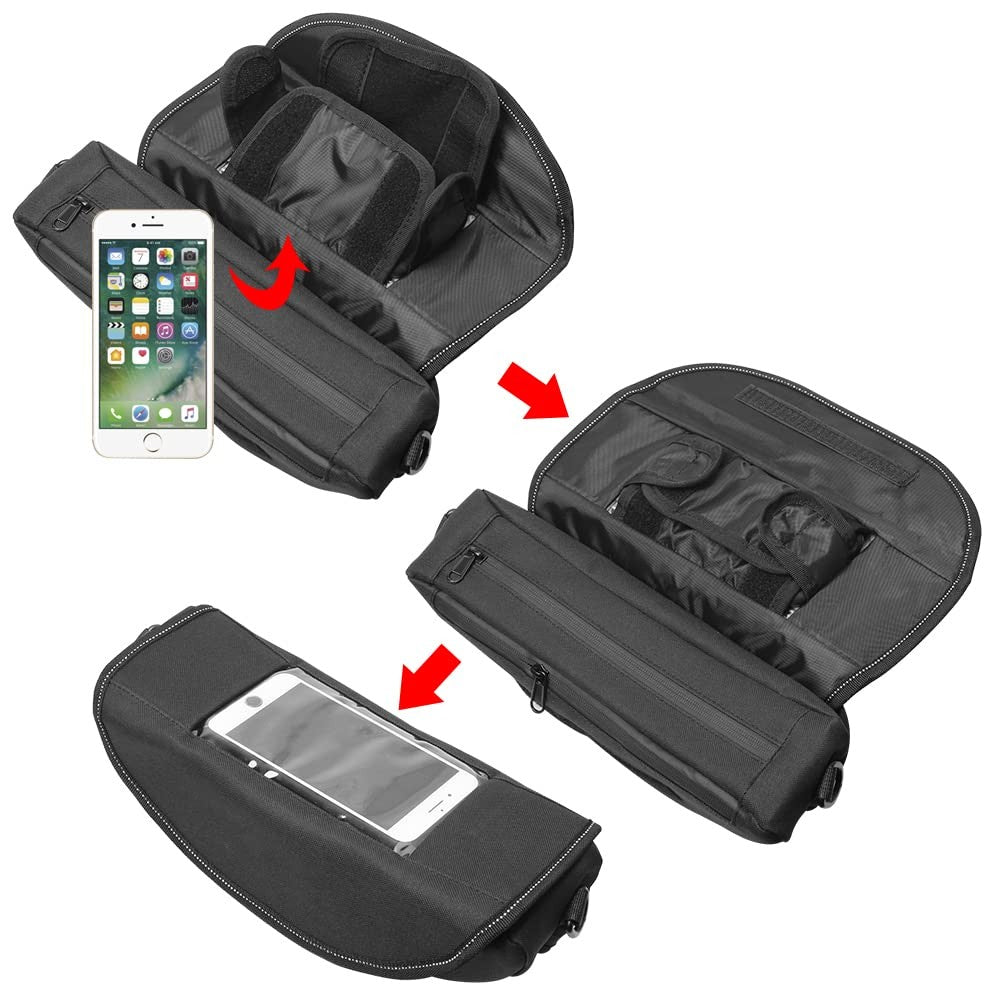 Waterproof Motorcycle Handlebar Storage Bag with Phone Touch Screen - Universal Fit