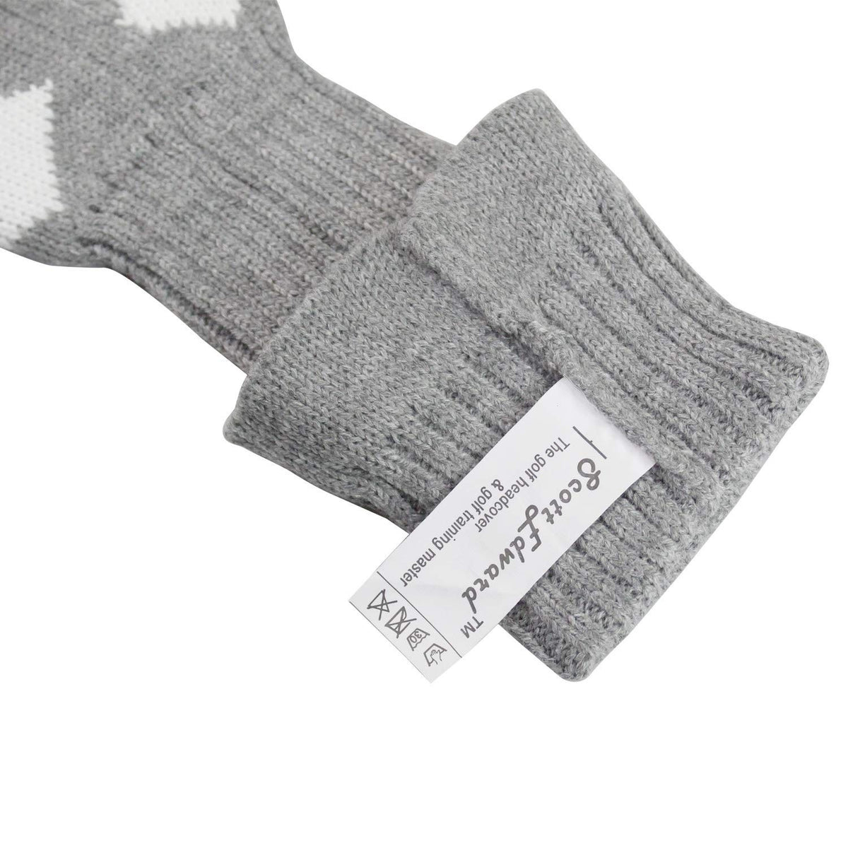 Golf Fairway Wood Club Protector Knit Pom Cover Grey White Argyle