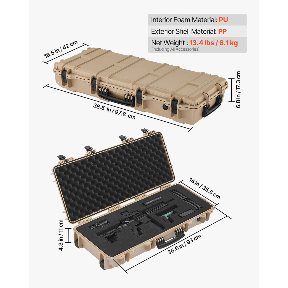 Waterproof Rifle Case with Foam Interior | IP67 Dustproof & TSA Approved