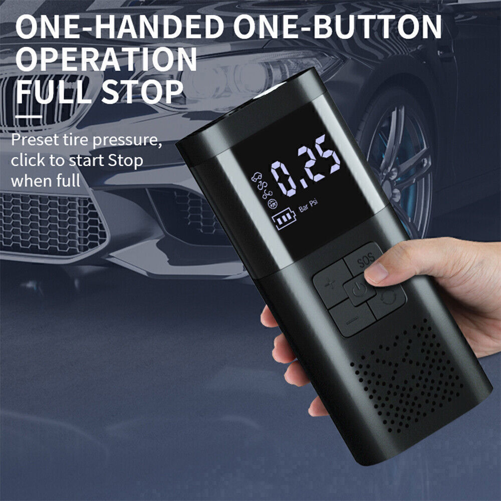 Portable Electric Tire Inflator Pump with LCD Screen & Rechargeable Battery