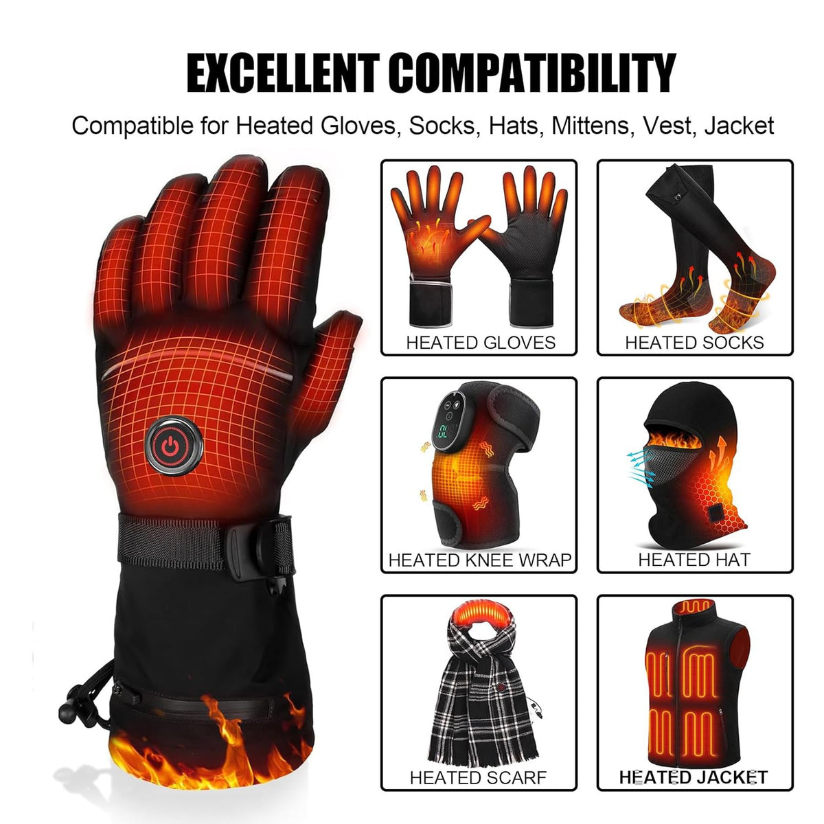 Rechargeable 7.4V 3500mAh Battery Pack for Heated Gloves and Socks - 2 Pack