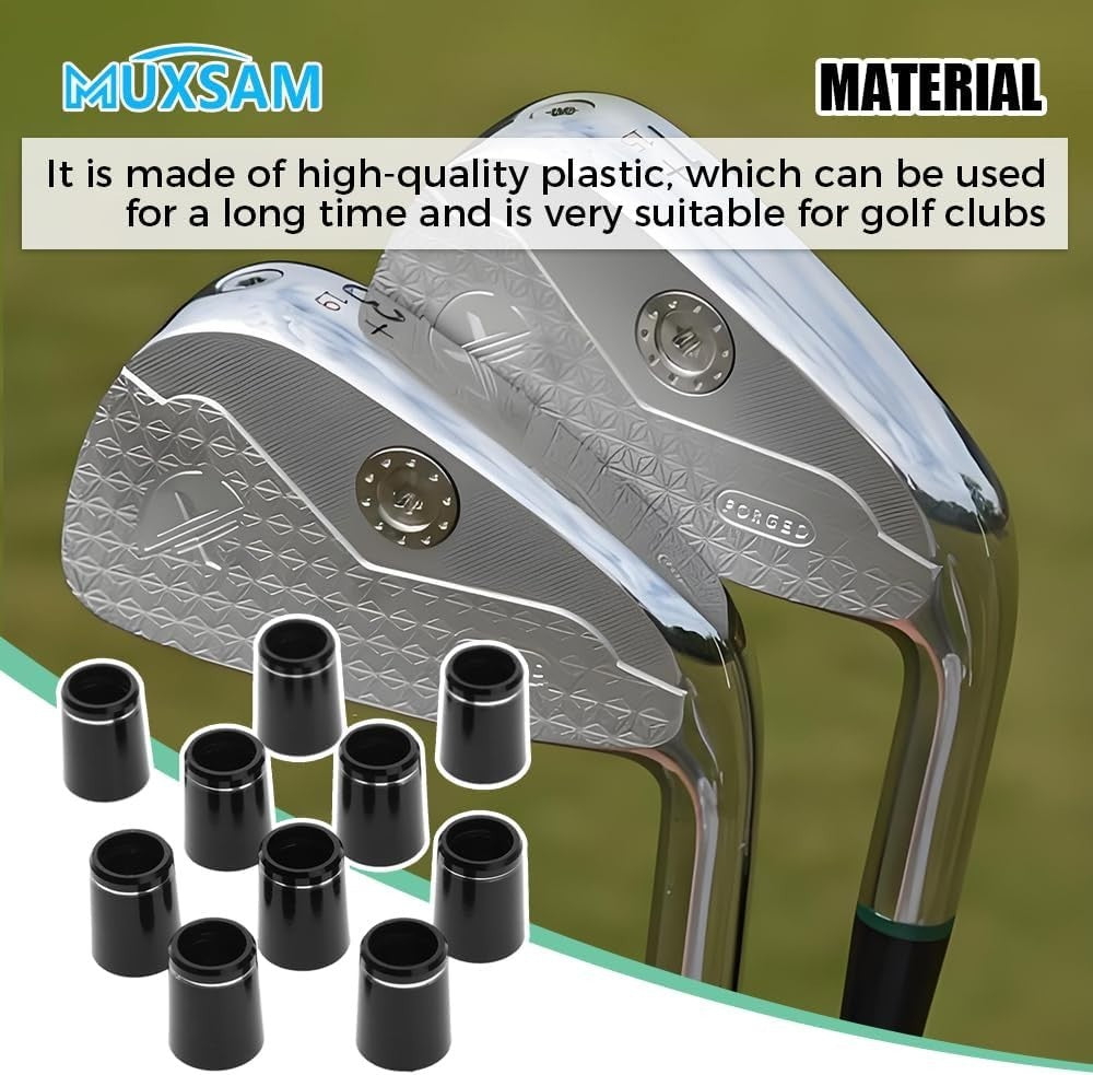Golf Ferrules Set - 10 Black Tapered with Silver Ring for Irons