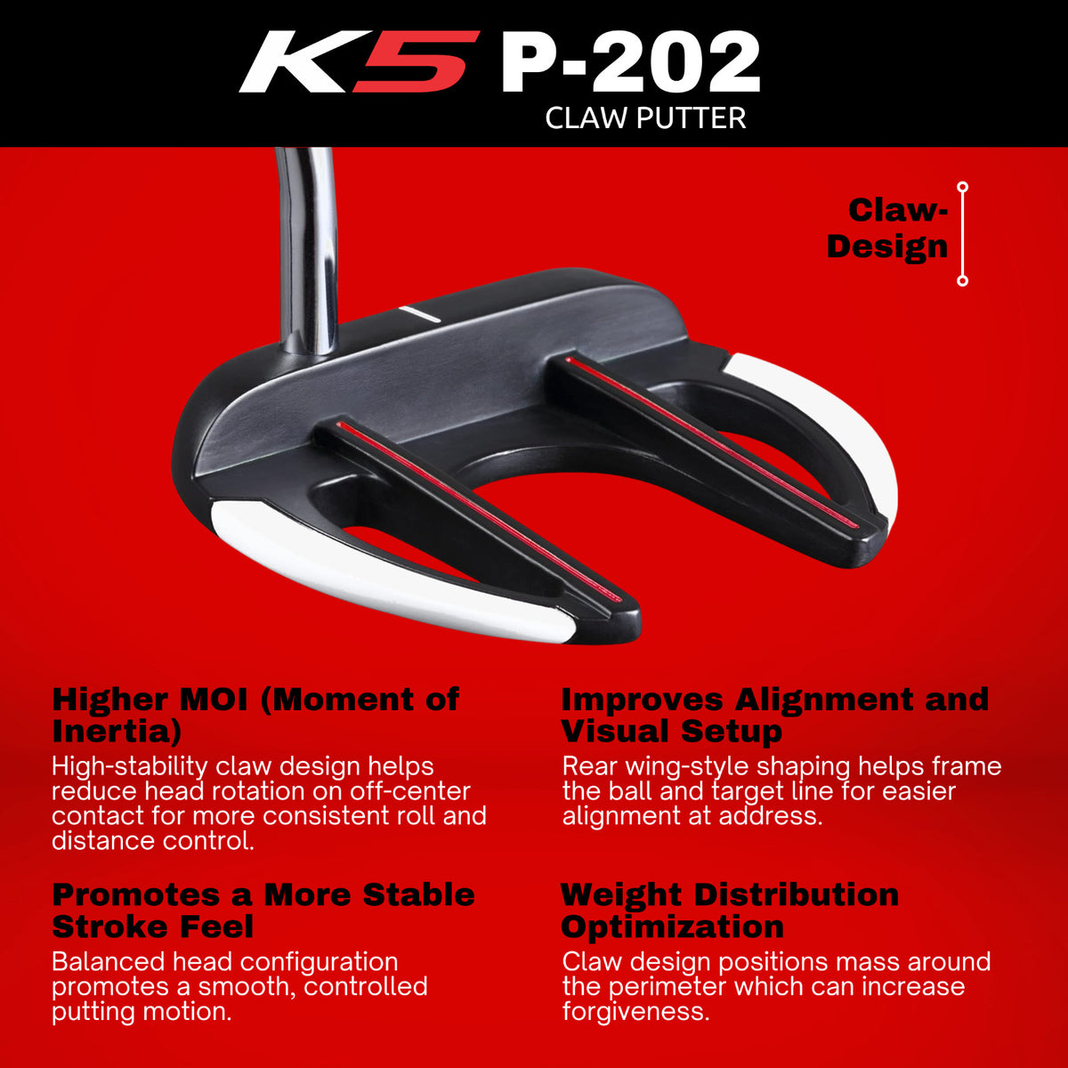 Men's Senior Golf Putter - 36 Inch Right-Handed Tour-Weighted Club