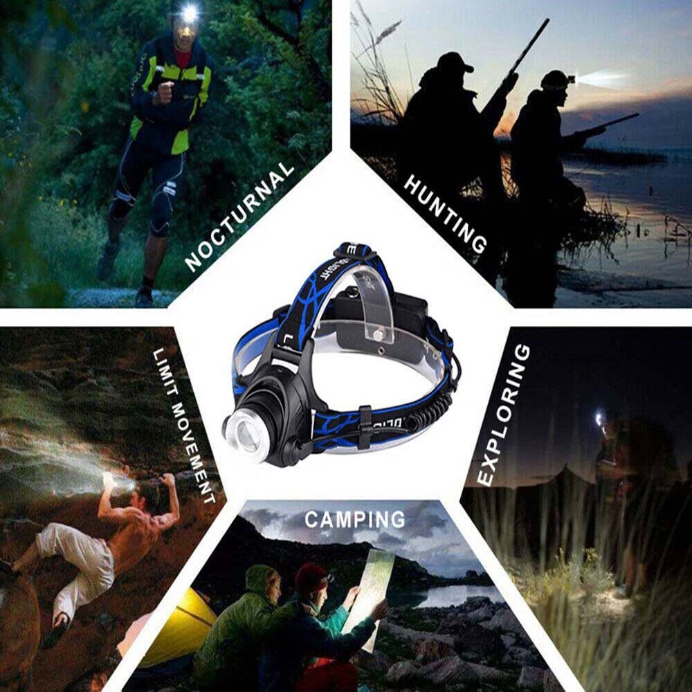 Rechargeable Waterproof LED Headlamp for Camping, Hiking, Fishing