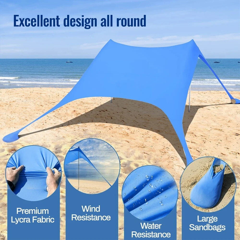 Portable Beach Tent Sun Shade Canopy UPF 50+ with Sandbags, Lightweight Outdoor Shelter