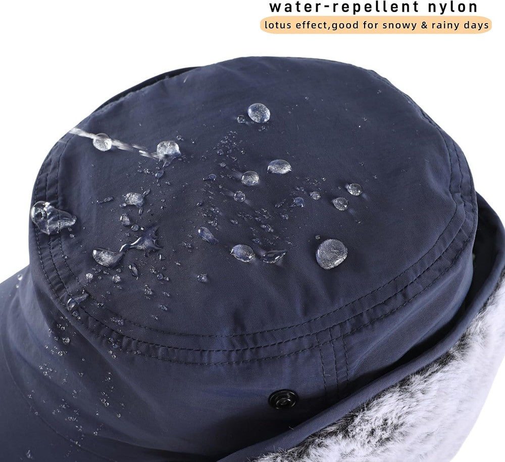 Men's Winter Hat with Visor and Earflaps - Waterproof, Insulated, Adjustable