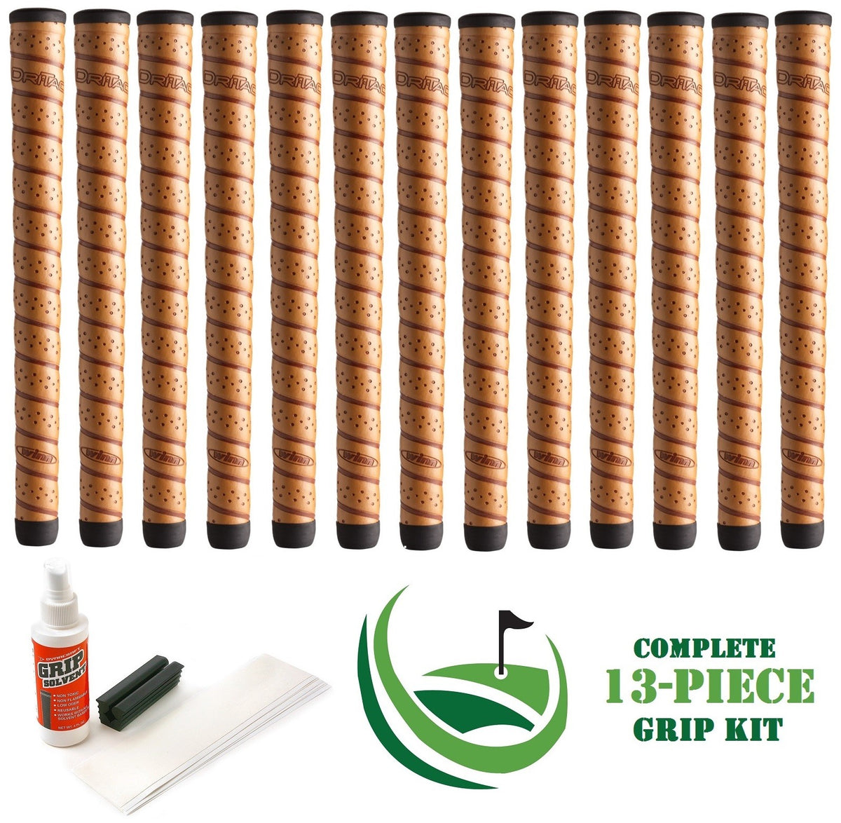 Golf Grip Set 13 Midsize Copper Wrap Grips with Installation Kit - Non-Slip Comfort