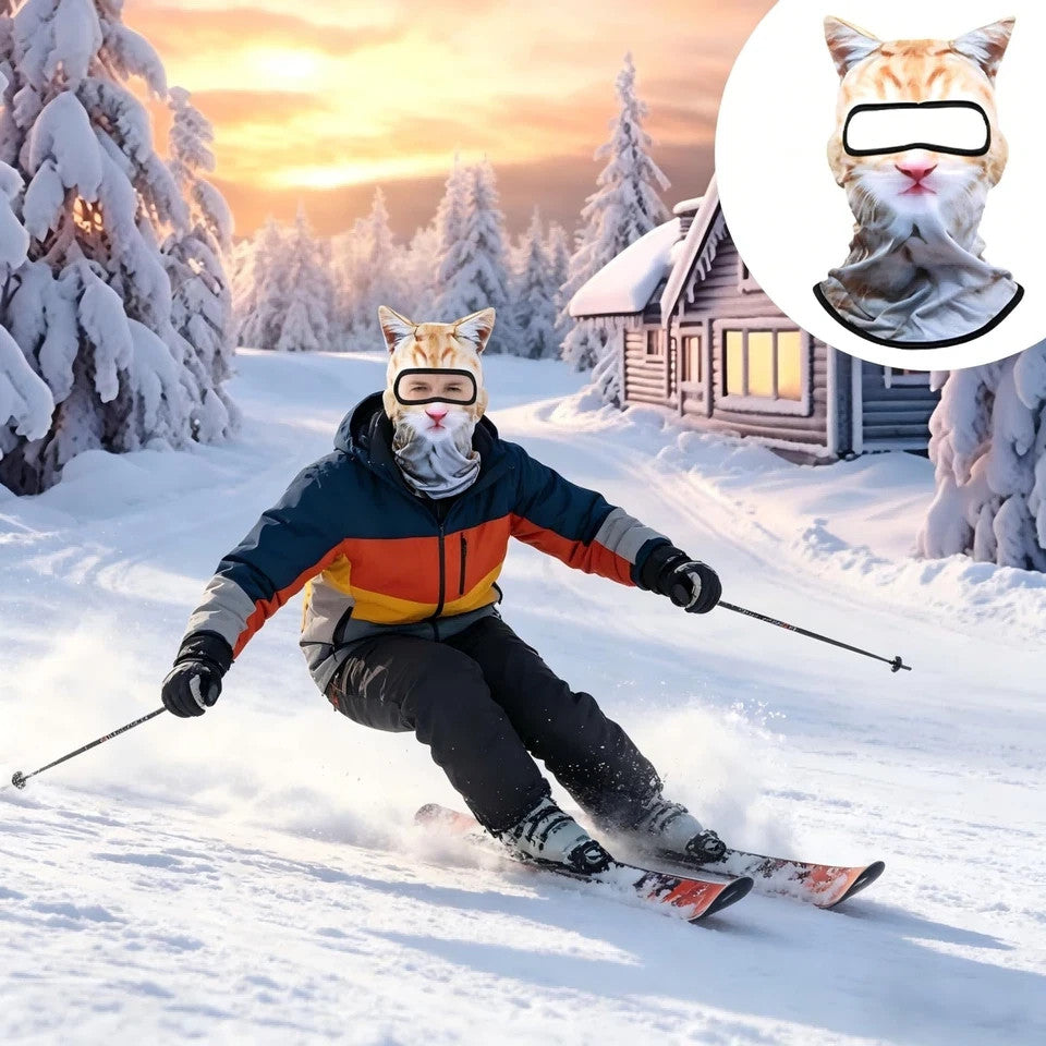 3D Cat Ski Balaclava Face Mask Ears Cute Animal Ski Mask