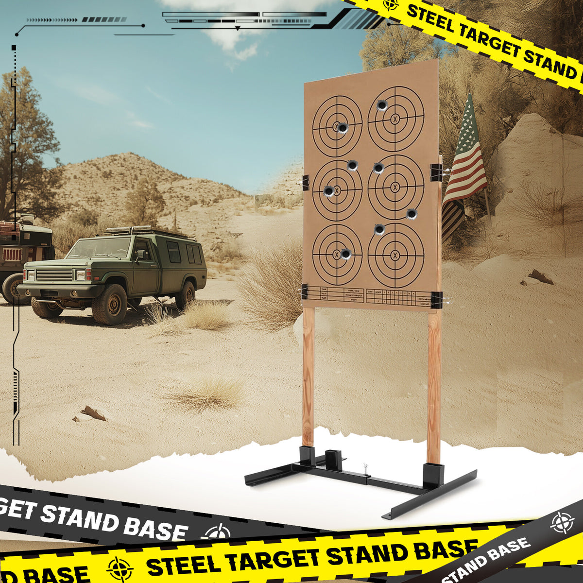 Adjustable Shooting Target Stand Base for Paper and Cardboard Silhouettes