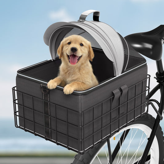 Heavy Duty Bike Rear Cargo Rack with Dog Carrier Waterproof Liner