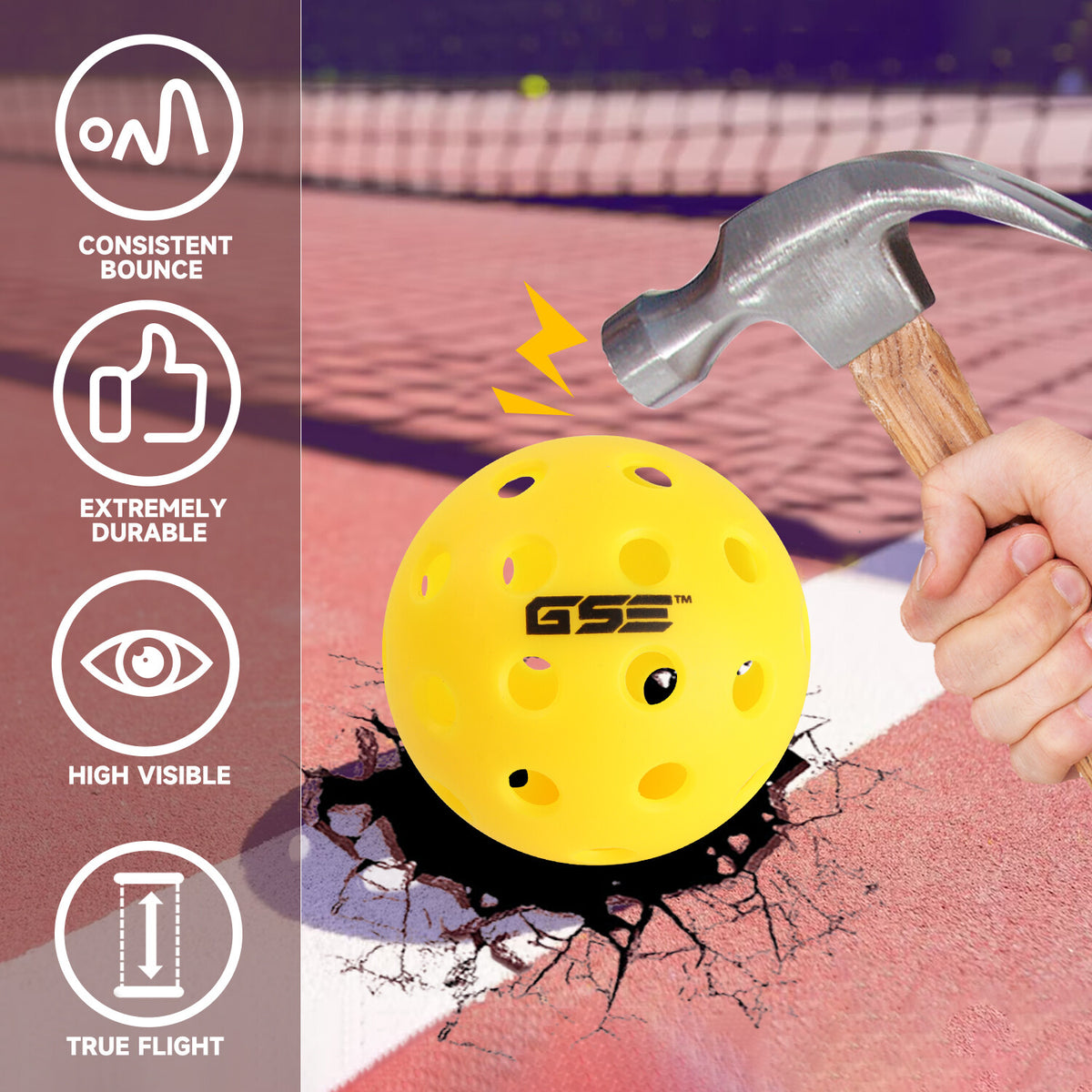 Outdoor Pickleball Balls Set - High Durability, USAPA Approved, 12-Pack